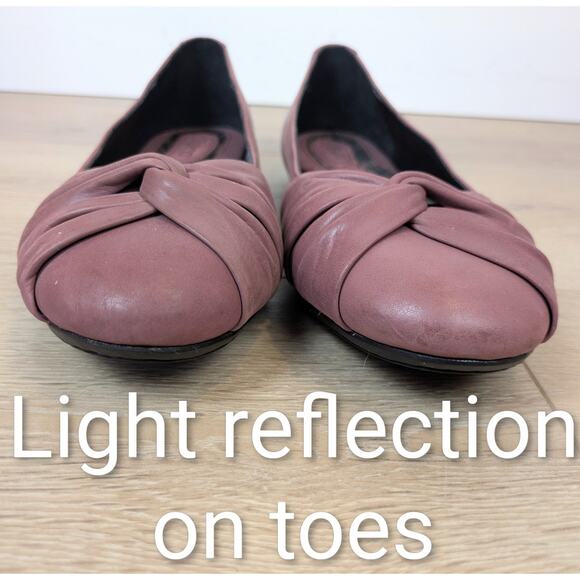 New Born Leather Ballet Flats 9.5 Mauve Pink Slip On Knotted Toe Coquette Padded - Picture 6 of 10